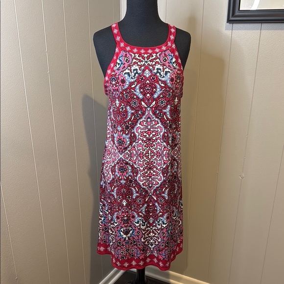 Max Studio Women’s Large Red and White Patterned Midi Dress - Picture 1 of 6